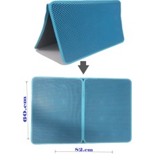 Feyza Design Katlanabilir Büyük Boy Kedi Tuvalet Önü Paspası 82X60 cm Turkuaz