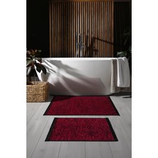 Cotto Home Rothi Pamuklu Kaymaz Taban Kırmızı 2'li Banyo Paspas Seti 60x100 60x50cm Yıkanabilir Modern Şönil