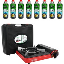 Tekli Portatif Ocak (Kırmızı) + Ol Outdoor 8 Adet 227 gr Gaz Kartuşu