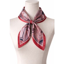 Aida Jewelss Saten Bandana Saten Fular Saten Çanta Aksesuarı Özel Desen Bandana 45X50 cm