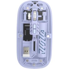 Bowie Şeffaf Ultra Hassas Kablosuz Şarjlı Mouse 9 Farklı Renk Dpı Ayarı 100 Saat Üzeri Şarj Süresi Mor