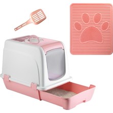 Feyza Design Orta Boy Çekmeceli Kapalı Kedi Tuvaleti, Paspas ve Kürek Hediyeli