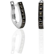 Oya Silver Markazit Taşlı Gümüş Kadın Halka Küpe 1.8x1.7cm [OYSHK022]