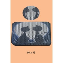 Feyza Design Renkli Kedi Tuvaleti Önü Elekli Kedi Kumu Paspası (60×45)