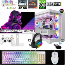 Xaser Moon X10 Ryzen 7 5700X 32GB Ram 1tb M.2 Nvme SSD 8gb RTX5060 Sıvı Soğutmalı 24,5" 240Hz Oyuncu Tavsiye Sistem