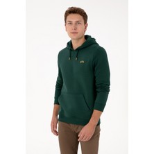 U.S. Polo Assn. Erkek Regular Fit Kapüşonlu Şardonlu Koyu Yeşil Basic Sweatshirt 50315582-VR079