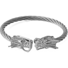 Chavin Ejderha Çelik Erkek Kelepçe Bileklik Dm63