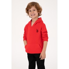 U.S. Polo Assn. Erkek Çocuk Kırmızı Basic Kapüşonlu Sweatshirt 50313980-VR030