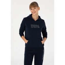U.S. Polo Assn. Kadın Lacivert Şardonlu Kapüşonlu Basic Sweatshirt 50313566-VR033