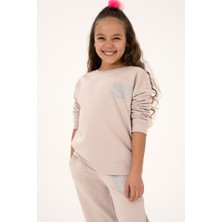 U.S. Polo Assn. Kız Çocuk Taş Simli Baskı Detaylı Bisiklet Yaka Basic Sweatshirt 50314289-VR049