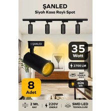 ŞANLED Siyah Kasa Gün Işığı 35W Raylı Spot / 8 Adet + 2 Metre Ray