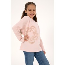 U.S. Polo Assn. Kız Çocuk Pudra Bisiklet Yaka Sweatshirt 50317921-VR042