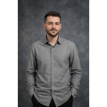 Luxic Core Geniş Kalıp Gri Oxford Erkek Gömlek