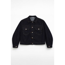 Markapia Kadın Koyu Mavi Günlük %100 Pamuk Jean Ceket