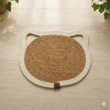 Feyza Design Lüks Hasır Görünümlü Kedi Paspası, Su Geçirmez ve Leke Tutmaz, 37X32 cm