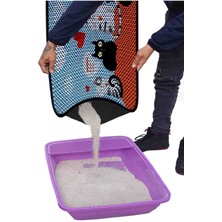 Feyza Design Renkli Desenli Elekli Kedi Tuvaleti Önü Kum Paspası Xxl