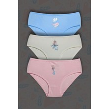 Gri Mor Tekstil 3'lü Kız Çocuk Deniz Kızı Baskılı Pamuklu Slip Külot