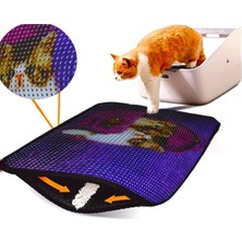Feyza Design Elekli Desenli Kedi Tuvalet Önü Paspası 60X45 Cm, Sepetli, Şık ve Kullanışlı