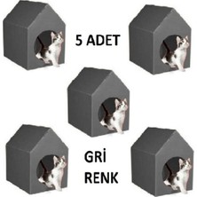 Feyza Design 5'li Gri Plastik Kedi Köpek Evi Kulübesi, Taşınabilir ve Demonte