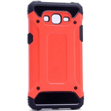 Kilifone - Samsung Galaxy J2 Prime Uyumlu - Kılıf Çift Katman Koruyucu Crash Military Tank Kılıf - Kırmızı