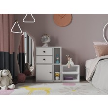 Nettrends Modüler Şifonyer Komodin Seti Renk: BEYAZ-NRG-ÇŞFN-1001