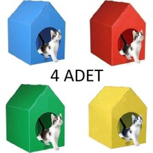 Feyza Design 4’lü Kedi ve Köpek Evi Kulübesi Seti, Renkli ve Taşınabilir