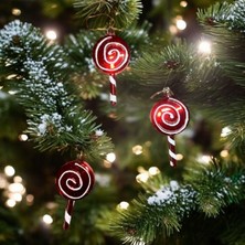 Kuzey Oyuncak Vıp Profesyonel Kalite 3 Adet Lolipop Şeker Süs Yılbaşı Ağacı Süsleri Noel Süsleri 10 cm Dir