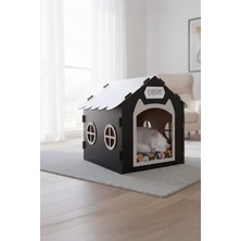 Feyza Design Ahşap Kedi Evi ve Kulübesi, Özel Isim Baskılı, Dekoratif ve Şık Tasarım