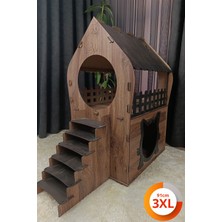 Feyza Design 3xl Kedi Evi Merdivenli Iki Katlı Mdf Kahverengi 91X92X52 cm