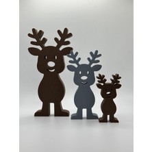 Antilop Minimal Geyik Figürlü Yılbaşı Masa Dekoru – 3’lü Set