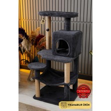 Feyza Design Çok Katlı Yıkanabilir Kedi Tırmalama ve Oyun Evi Dubai Antrasit
