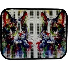 Feyza Design Elekli Desenli Kedi Tuvalet Önü Paspası 60X45 Cm, Renkli ve Şık Tasarım