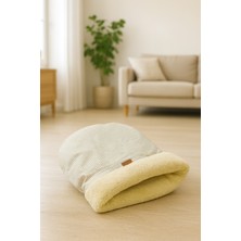 Feyza Design Konforlu Bej Renk Velsoft Kedi ve Köpek Uyku Yatağı, Şık Tasarım