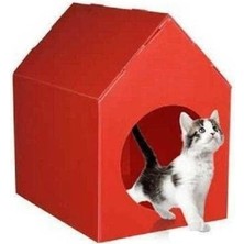 Feyza Design Kırmızı Renkli Taşınabilir Plastik Kedi ve Köpek Evi Kulübesi