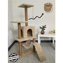 Feyza Design Yuvalı Lüx Kedi Evi, Tırmalama ve Oyun Alanı, Konforlu ve Şık Tasarım