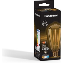 Panasonic  E27 Dim Edilebilir Filaman ST64 Lamba 7W 630LM 2000K Gold