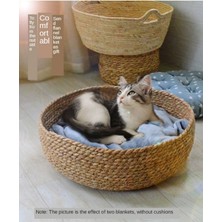 Feyza Design Rahat Köpek ve Kedi Evi, Hasır Sepet, 40X12 Cm, Konforlu Yatak