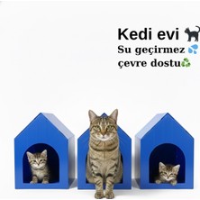 Feyza Design 3’lü Mavi Su Geçirmez Dış Mekan Kedi Evi, Çevre Dostu ve Dayanıklı