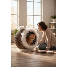 Feyza Design Renkli Peluş Yataklı Kedi Evi, Konforlu ve Şık Tasarım