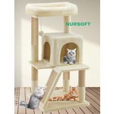 Feyza Design Teraslı Dekoratif Kedi Tırmalama Evi, Şık ve Eğlenceli Tasarım