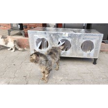 Feyza Design 3 Bölmeli Su Soğuk ve Kar Karumalı Kedi Evi, Ayaklı, 90X40X36CM