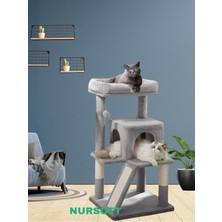 Feyza Design Teraslı Dekoratif Kedi Tırmalama Evi, Şık ve Renkli Tasarım