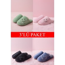 ModaFrato 3'lü Paket FROG Kurbağa Kapalı Kadın Terlik Ev Terliği