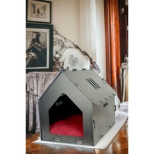 Feyza Design Siyah Ahşap Kedi Evi ve Yuvası, Şık ve Rahat Tasarım