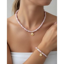 Minel Fashion Kadın Fimo Boncuk İncili İstiridye Kolye ve Bileklik Seti