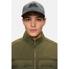 Ucla LOGAN Gri Baseball Cap Ekoseli Kaşe Nakışlı ve Metal Tokalı Unisex Şapka