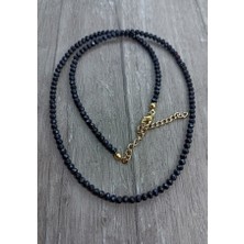 Kadın Faseta Kesim Kristal Kolye Siyah