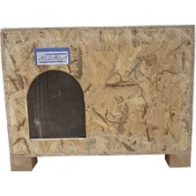 Feyza Design Büyük Ahşap Kedi Kulübesi, Yalıtımlı, Rüzgar Siperli Dış Mekan Evi