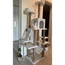 Feyza Design Hamaklı ve Yuvalı Lüks Kedi Tırmalama Evi ile Eğlence ve Konfor