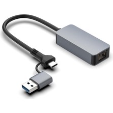 CoverZone ZR1144 | USB Type-C 2.5gbps Ethernet Adaptörü – 10/100/1000/2500MBPS Hız Desteği, Windows ve Mac Uyumu, RJ45 Bağlantı, USB 3.0 & Type-C Portları, Harici Güç Kaynağına Ihtiyaç Yok